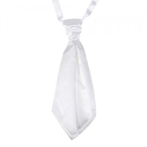 Boys White Adjustable Scrunchie Wedding Cravat